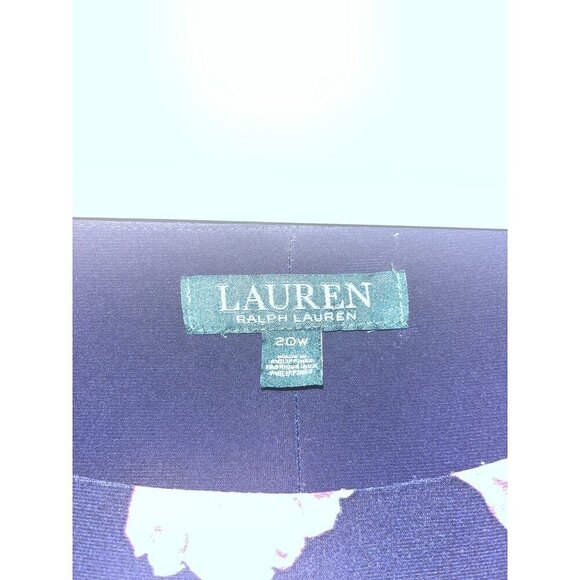 Lauren Ralph Lauren Navy & Pink Floral Print Midi Dress 3/4 Sleeves Scoop Neck - Picture 5 of 10